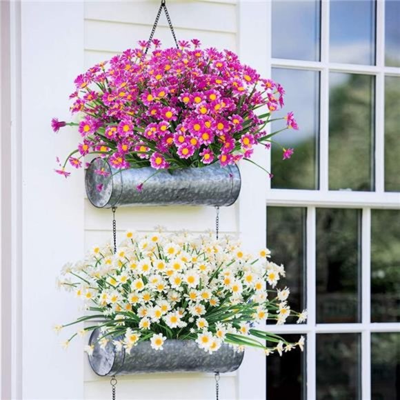 6Bundles Outdoor Artificial Daisies FakeFlowers UVResistant Shrubs,Faux Greenery - Picture 2 of 7